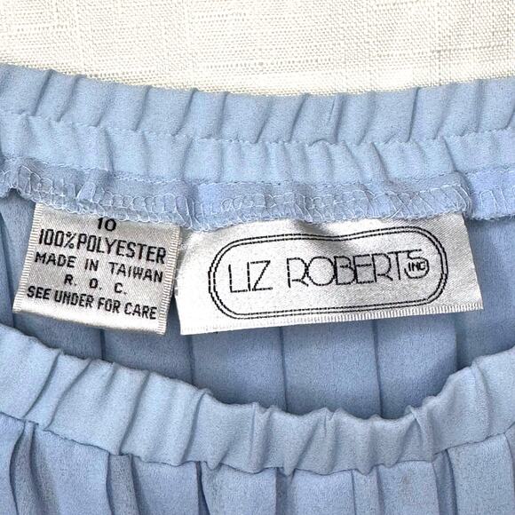 Vintage 80s Pleated Midi Skirt Size 10 Baby Blue Feminine Retro‎ Business Casual - Picture 4 of 9